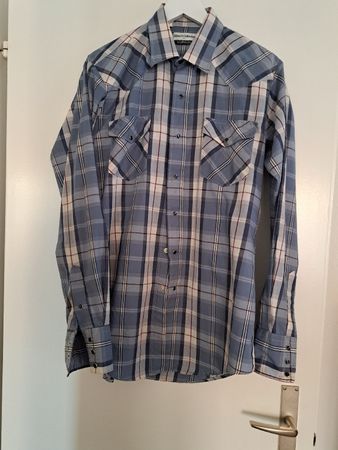 Westernhemd Gr.L SILVER COLECTION KARMAN hellblau kariert