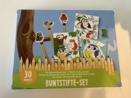 NEU/OVP: Farbstiftset mit Spitzer und Radiergummi, 30 Stk