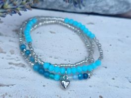 Zartes Dreierarmband mit Aventurin, Bergkristall & Apatit