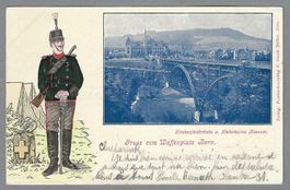 BERN. KIRCHENFELDBRÜCKE + UNIFORM, SELTENE PRÄGELITO 1902