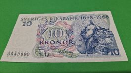 Schwedische 10 Kronen Banknote von 1968 - Sammlerstück!