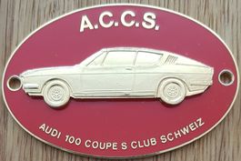 Plakette A.C.C.S. AUDI 100 COUPE S CLUB SCHWEIZ