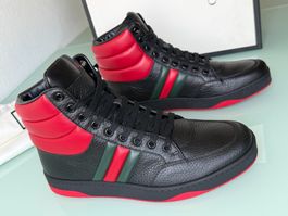 GUCCI Web Praga Karibu Padded Leder Hi Top Sneakers 41.5 NEU