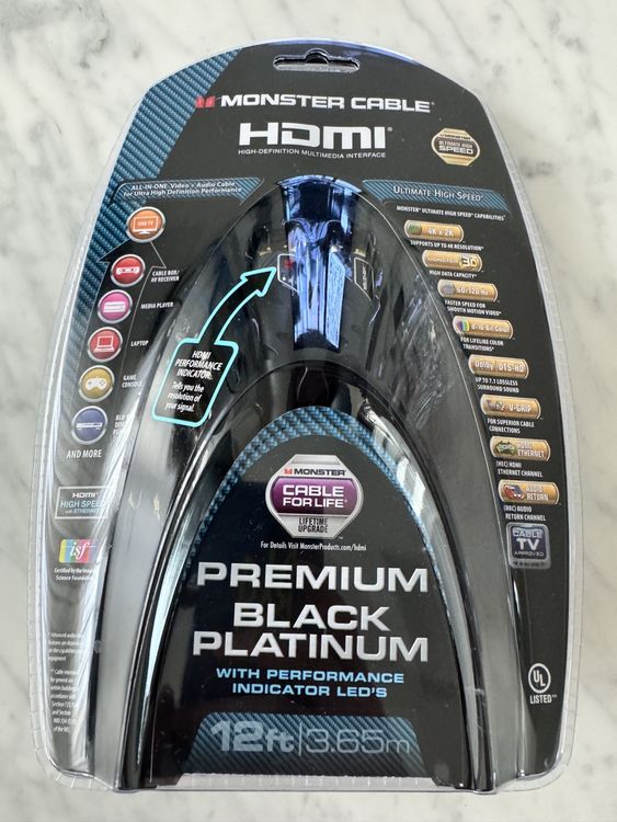 Neues Monster UHD 4K cable HDMI Premium Black Platinum 3.65m (Neu und ...
