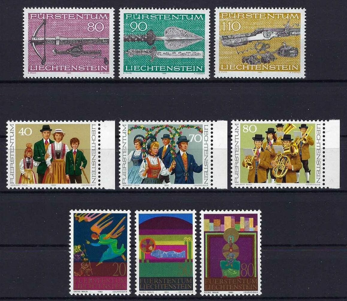 Tutti i francobolli: Lichtenstein 1980 gute und saubere Serien postfrisch – Usato da Hitzkirch venduto da walti1959