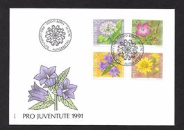 FDC Pro Juventute Serie 1991 J319 - J322 ET Bern 26.11.1991