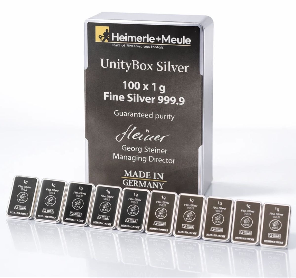 Metalli preziosi: Heimerle+Meule Silber | UnityBox | 100 x 1g – Nuovo e nell'imballaggio originale da Rothrist venduto da schnaeppchen