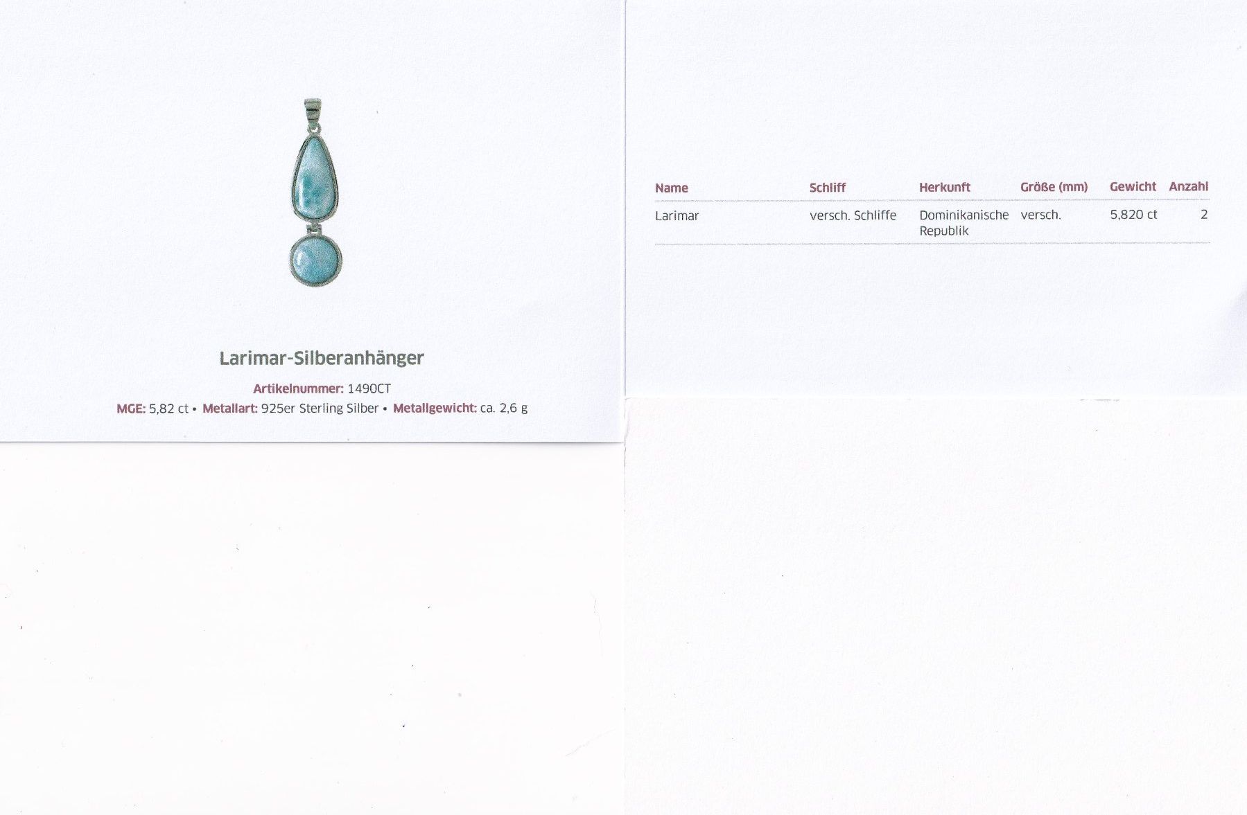 Anhänger: Echtschmuck: Silberanhänger mit Larimar – Neu (gemäss Beschreibung) aus Zuchwil von maumauchi 1