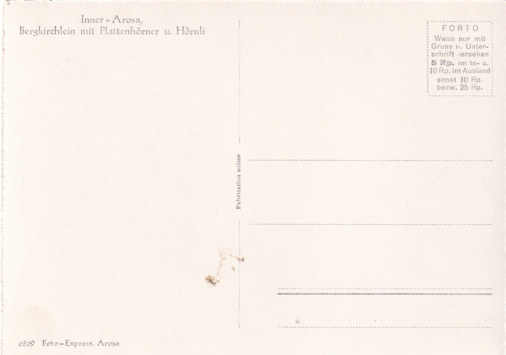 Cartoline postali: Arosa - Inner-Arosa /bc – Usato da Hombrechtikon venduto da Rudolf07 1