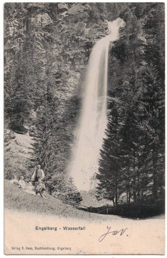 Cartoline postali: Engelberg, Wasserfall, belebt, gelaufen 1904 – Usato da Frauenfeld venduto da POML