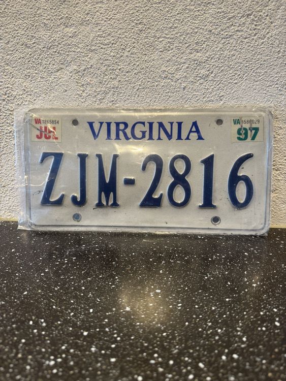 Original Virginia Nummernschild ZJM-2816, Jahr 1997! (Gebraucht) in ...