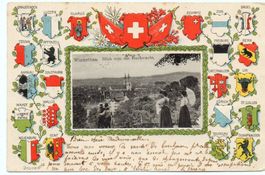 WINTERTHUR Präge-AK Wappen - Blick von der Hochwacht