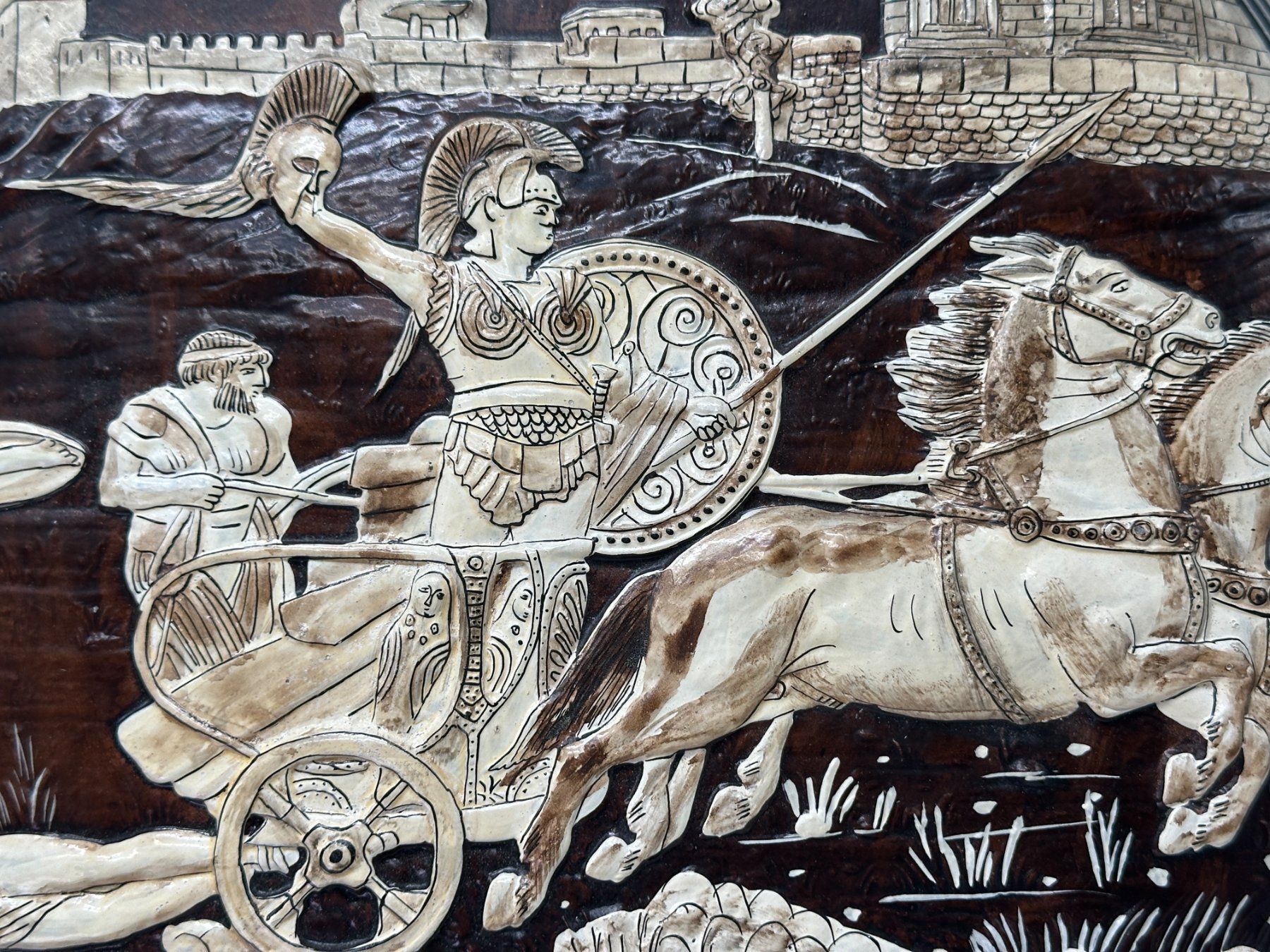 Skulpturen & Statuen: Bas-relief mural en céramique émaillée, Grèce antique – Gebraucht aus Morges von Auct 3