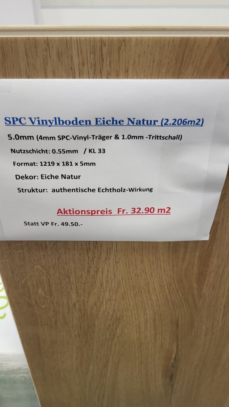 Rivestimenti per pavimenti: Vinyl Wasserfeste SPC Träger Dekor eiche hell fr. 28.90 m2 – Nuovo e nell'imballaggio originale da Rothrist venduto da swiss-laminat