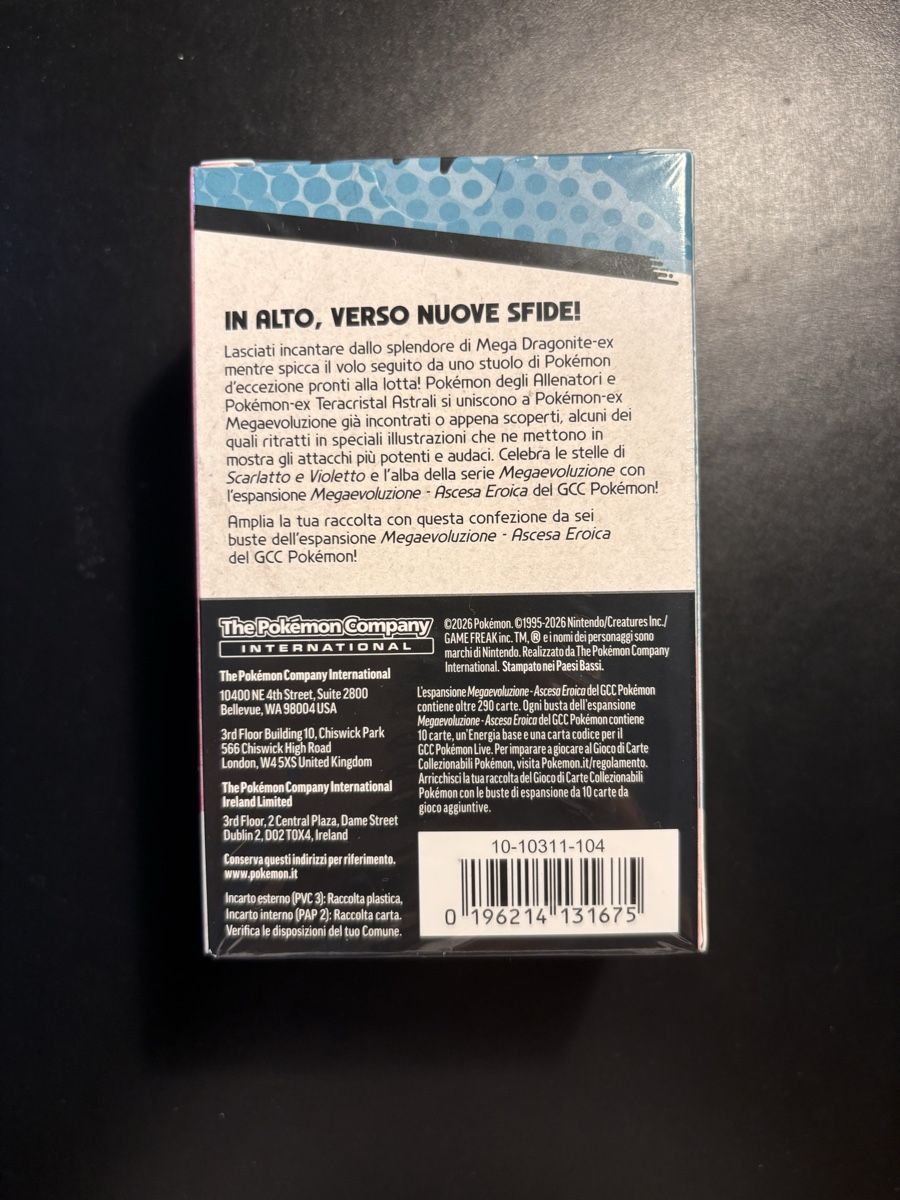 Pokémon Carte collezionabili: Pokemon TCG Mega Evolution Ascesa Eroica 6 Booster Pack Box – Nuovo (secondo la descrizione) da Ascona venduto da ElfieLove 1