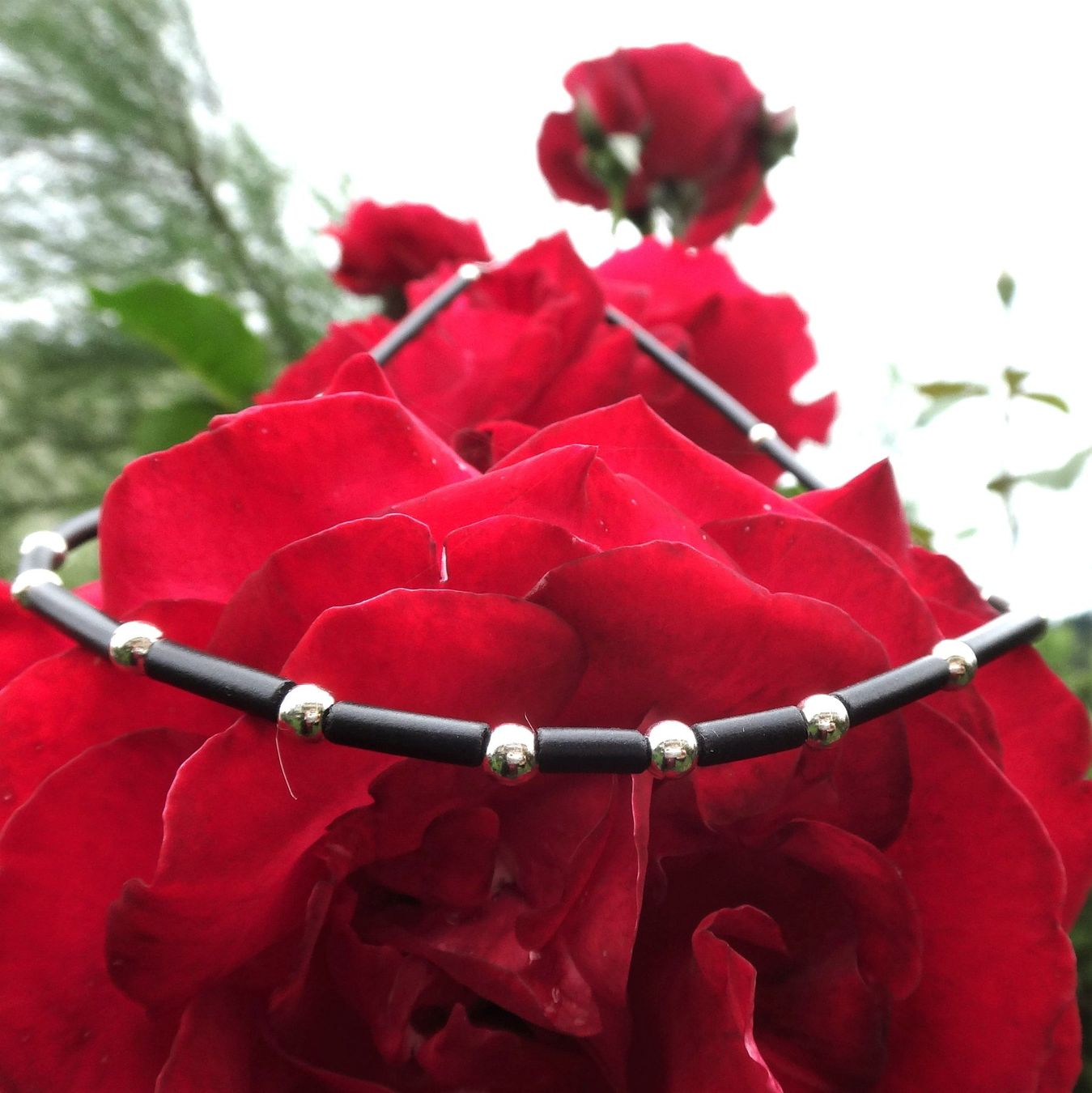 Catenine: Collier - Halskette - Silber 925 - Kautschuk  NEU – Nuovo e nell'imballaggio originale da Dielsdorf venduto da kumsch 2