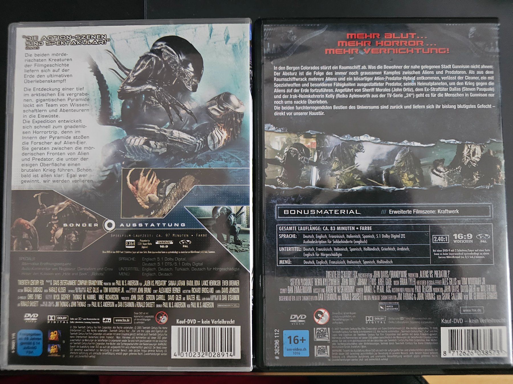 Tutti i DVDs: DVD Alien vs Predator 1 & 2 Set guter Zustand – Usato da Biberist venduto da ShopSoltan 1