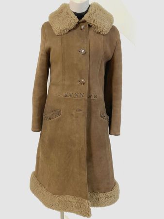 Mantel Wildleder Shearling sehr warm Gr. XS VINTAGE 1960s