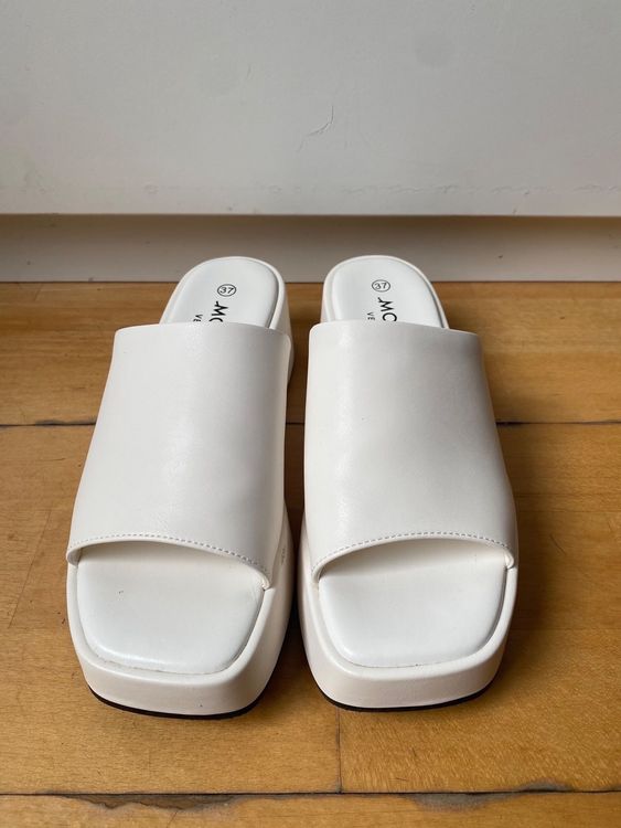 weiße sandalen mit plateau