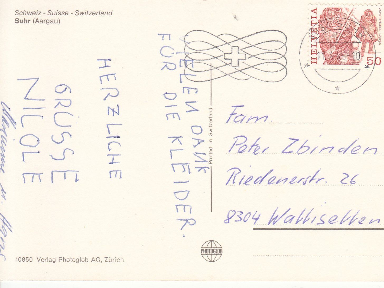 Cartoline postali: Suhr 1986 – Usato da Bürglen TG venduto da StampGraf 1