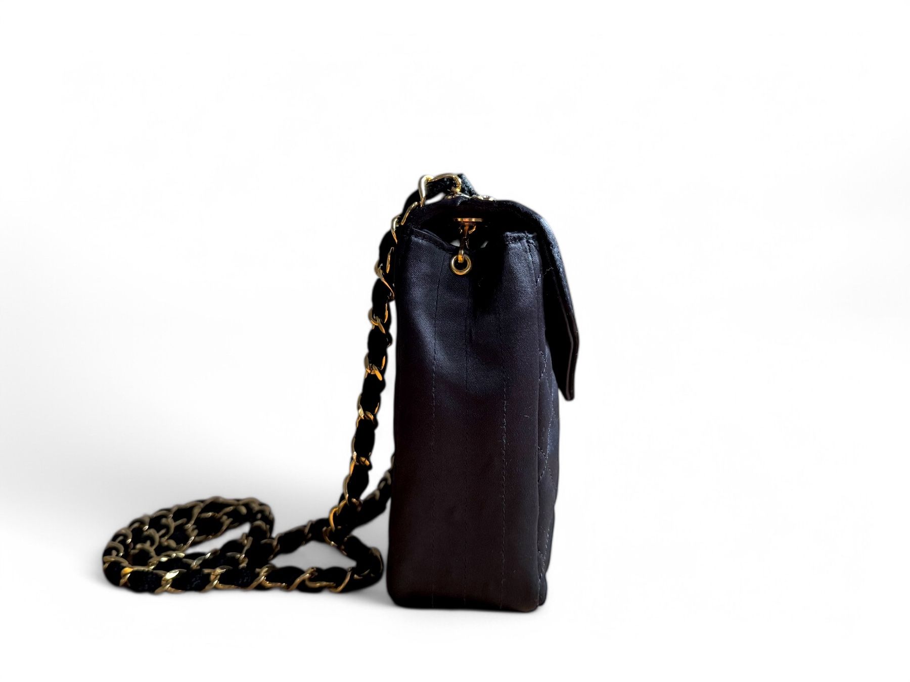 Chanel Borse da donna: Chanel Satin Rhinestone Chain Sac Tasche – Usato da Kriens venduto da hannaandkiko 3