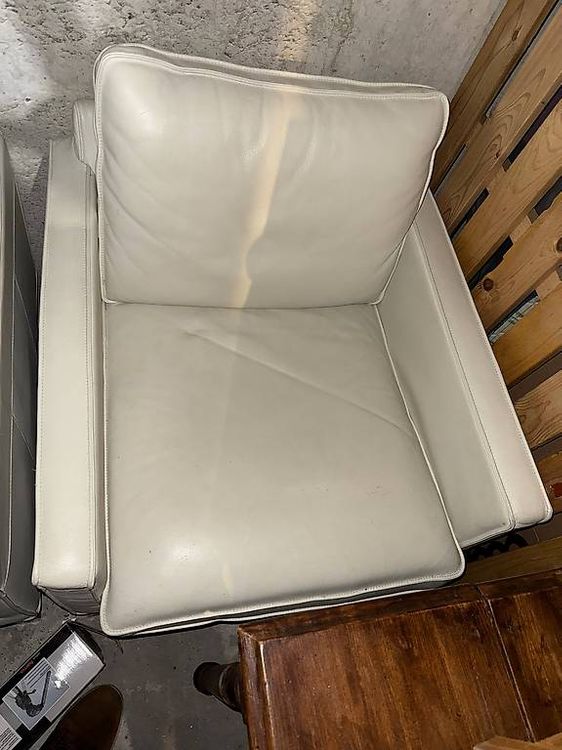 Fauteuil cuir blanc et métal Kubik