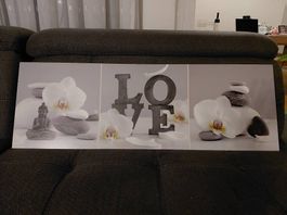 Wandbild Orchideen / Buddha / LOVE  90 × 30 cm