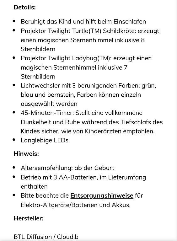 Lampade: NACHTLICHT & Projektor Twilight Turtle – Usato da Luzern venduto da cobuenter 3