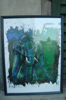 vintage Repro Rolf Knie Circus Elephanth in Rahmen