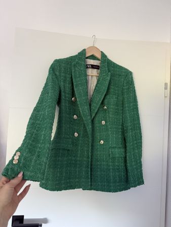 Zara Blazer strukturiert grün mit Knöpfen 