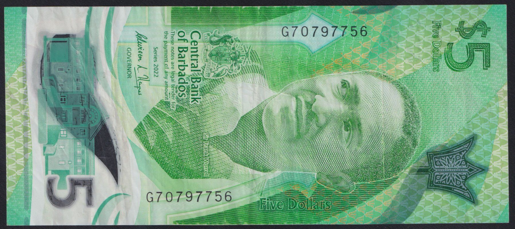Banconote: Barbados 5 Dollars 2022 – Usato da Brugg AG venduto da banknoten_muesli