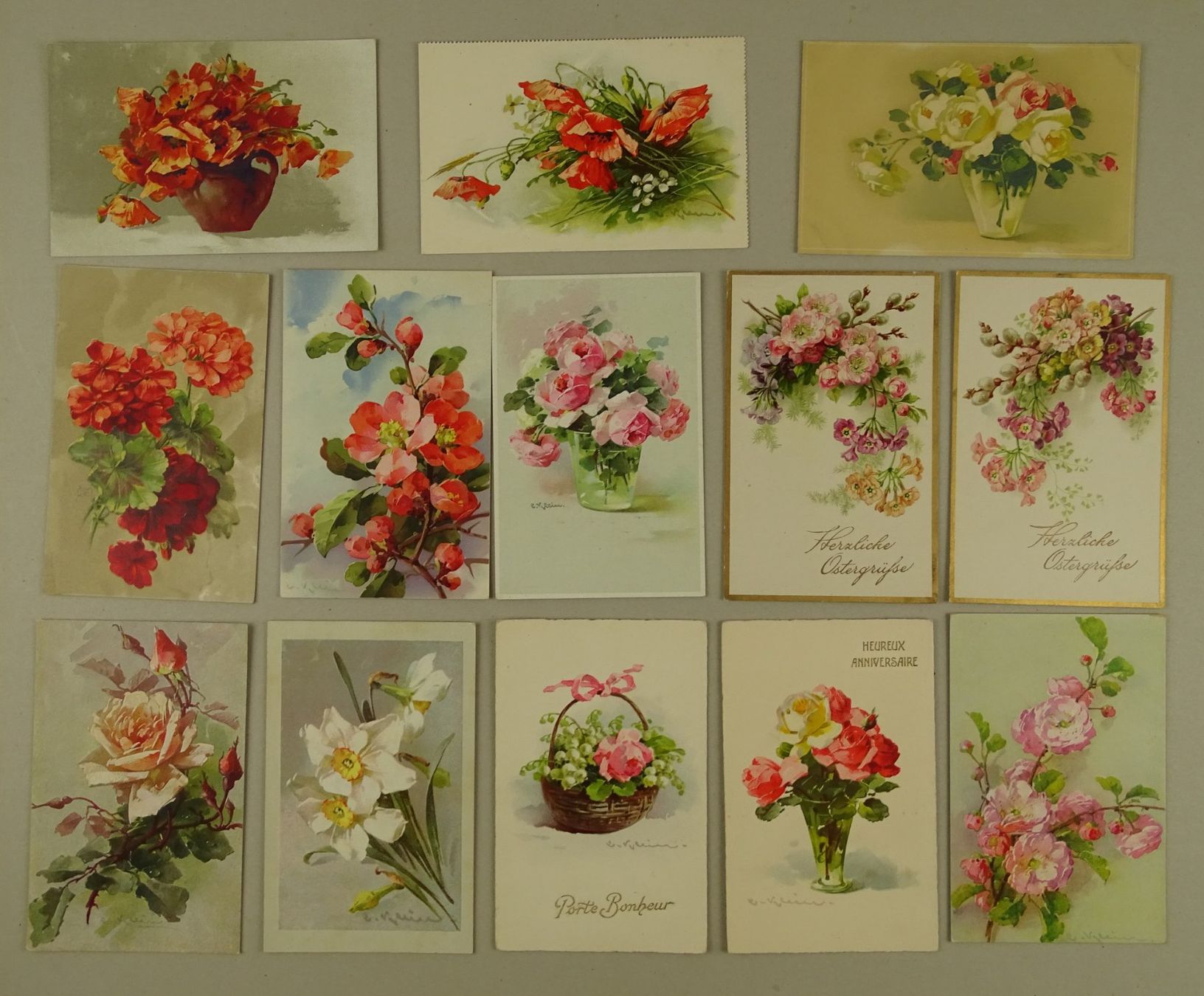 Ansichtskarten: BLUMEN, 54 ALTE KITSCHKARTEN, DABEI CATHARINA KLEIN – Gebraucht aus Grüningen von Kartensammler 1