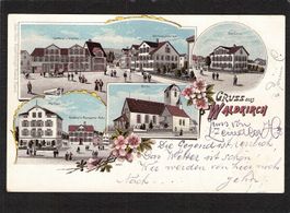 Litho Gruss aus Waldkirch SG , 4 bild , gel. 16.X.1908 
