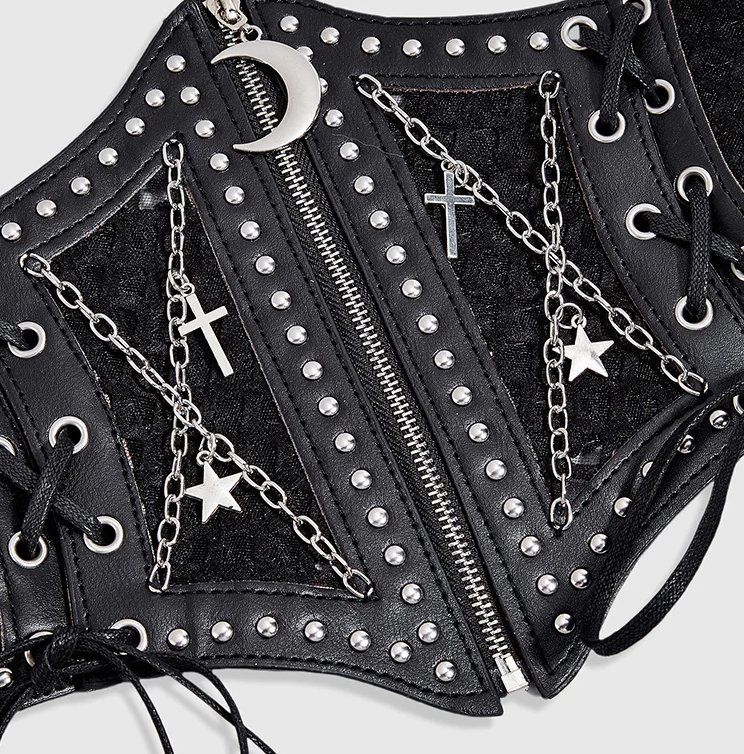 Cinture: Schwarzer Punk Gürtel elastischem Mesh für Damen – Nuovo e nell'imballaggio originale da Lausanne venduto da FASHION-WORLD-SHOP 1