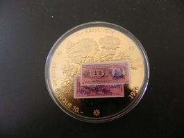 Grosse Medaille 10 Franken Banknote Erstausgabe 1956