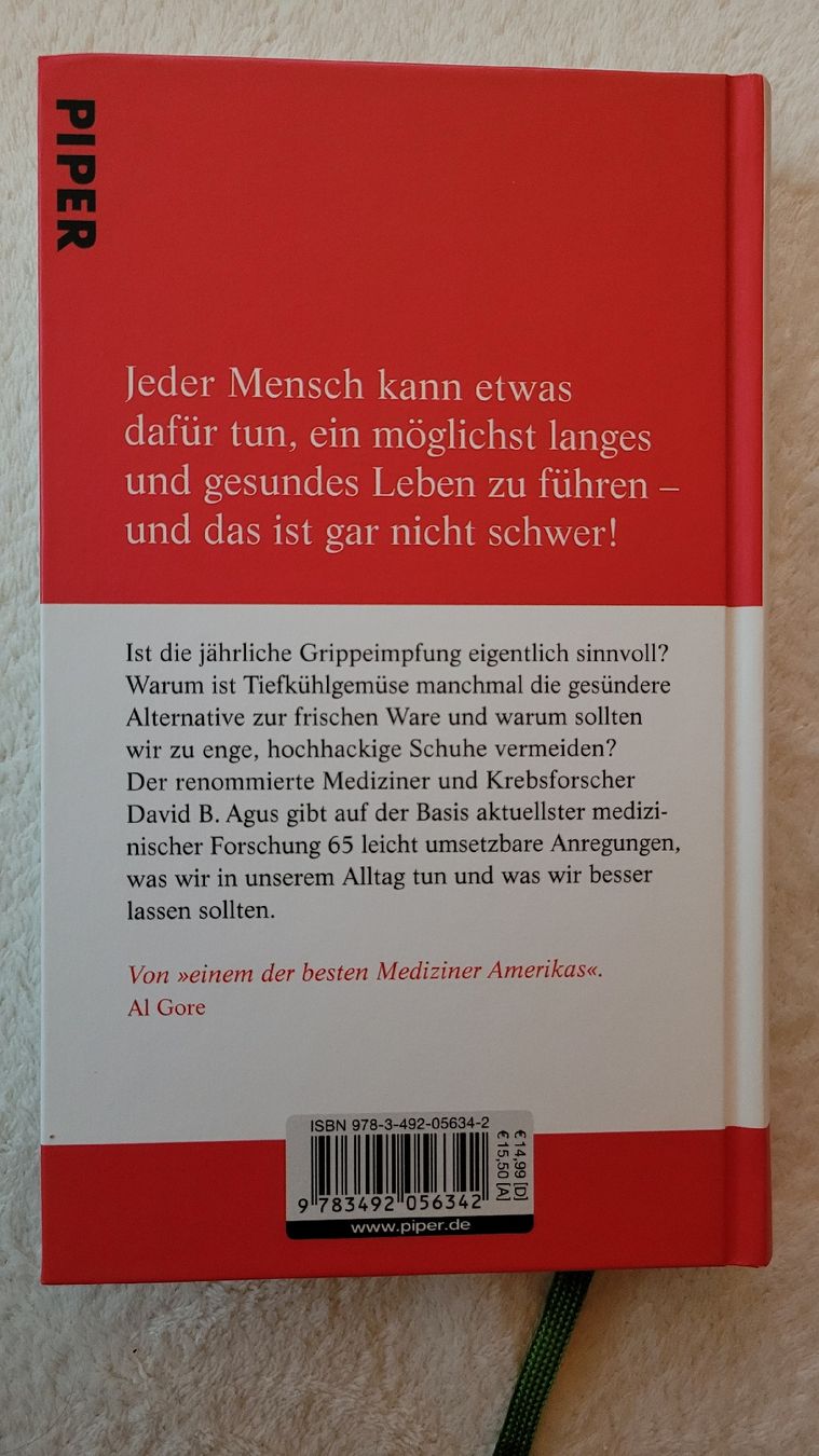 Libri: David B. Agus: Der einfache Weg zu einem langen Leben Buch – Usato da Horgenberg venduto da Klatschmohnmaria 1