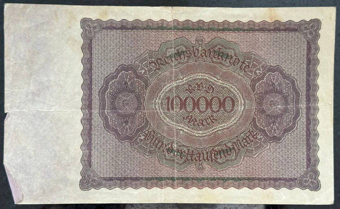 Banconote: Reichsbanknote 100'000 Mark, Berlin 1923 – Usato da Beringen venduto da Mantafisch1 1