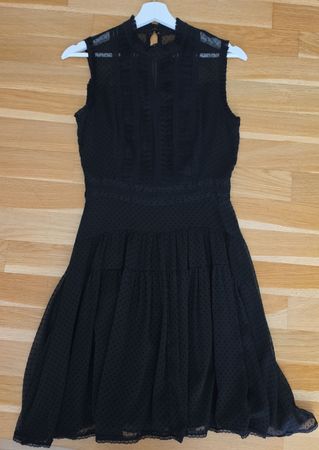 Damen Kleid schwarz ärmellos mit Punkten 