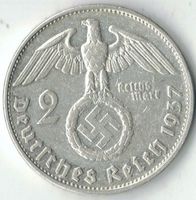 Münze Deutschland DR 3.Reich HINDENBURG  2 Reichsmark 1937 G