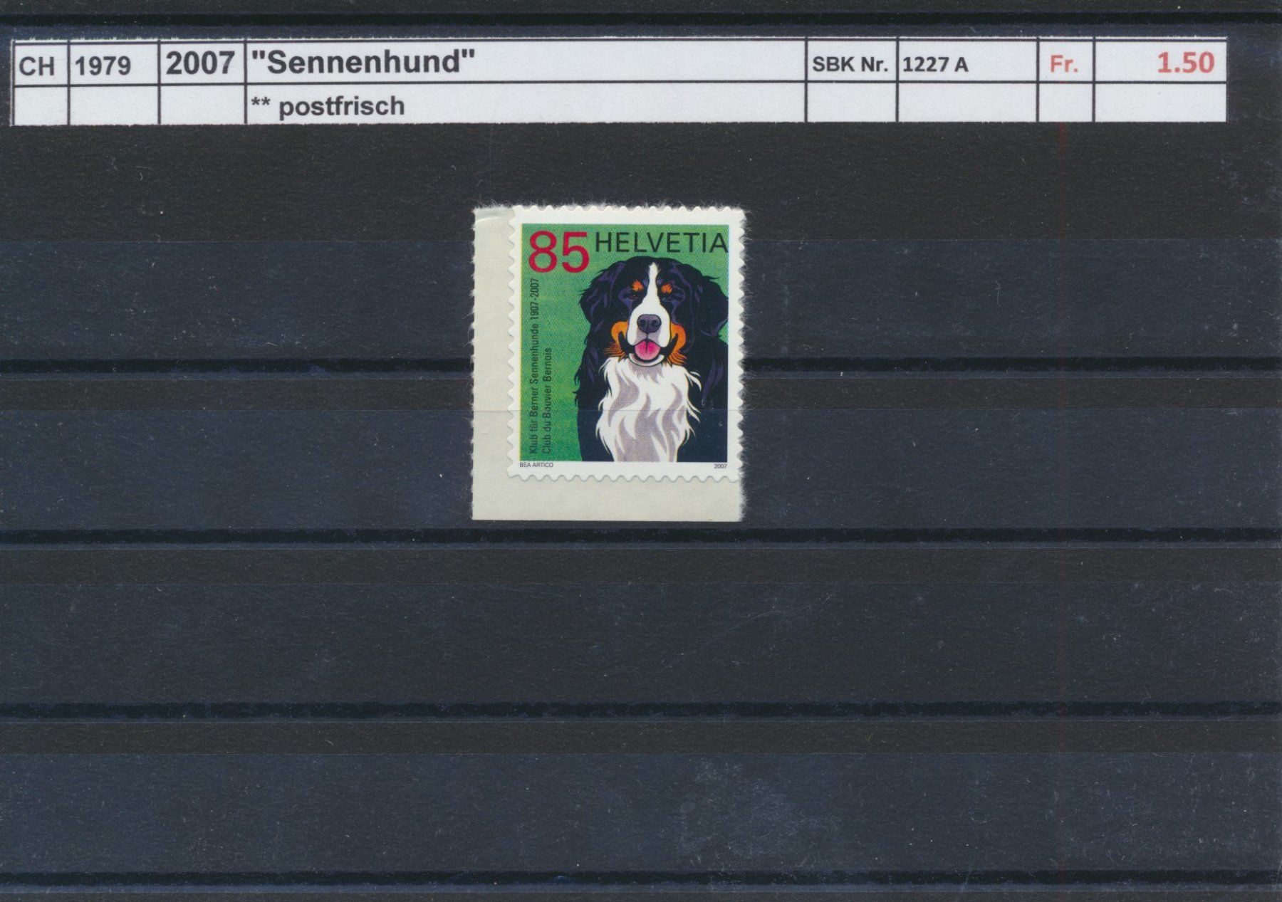 Alle Briefmarken: 2007 "Sennenhund", ** postfrisch – Neu (gemäss Beschreibung) aus Winterthur von Zupogeru