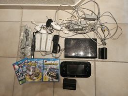 Nintendo Wii U Schwarz inkl. drei Spiele, Vier Kontroller