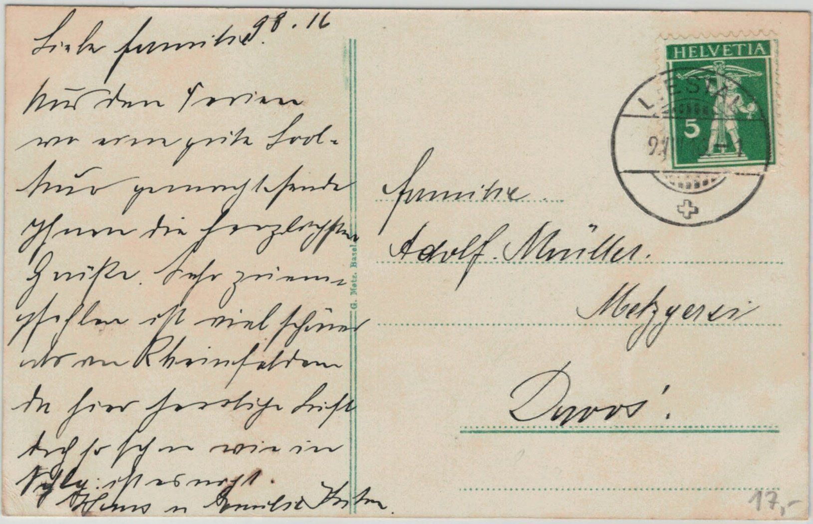 Ansichtskarten: BL 24 Solbad Luftkurort Schauenburg 1916 – Gebraucht aus Fribourg von philafri 1