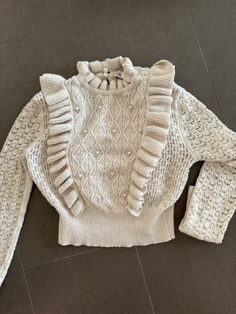 Damen Pullover ZARA Creme Grösse M mit Perlen