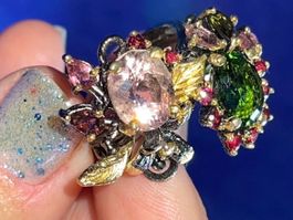 🟢Tourmalines Romeo & Juliet Rhodium 925SS & 14kGold Vermeil