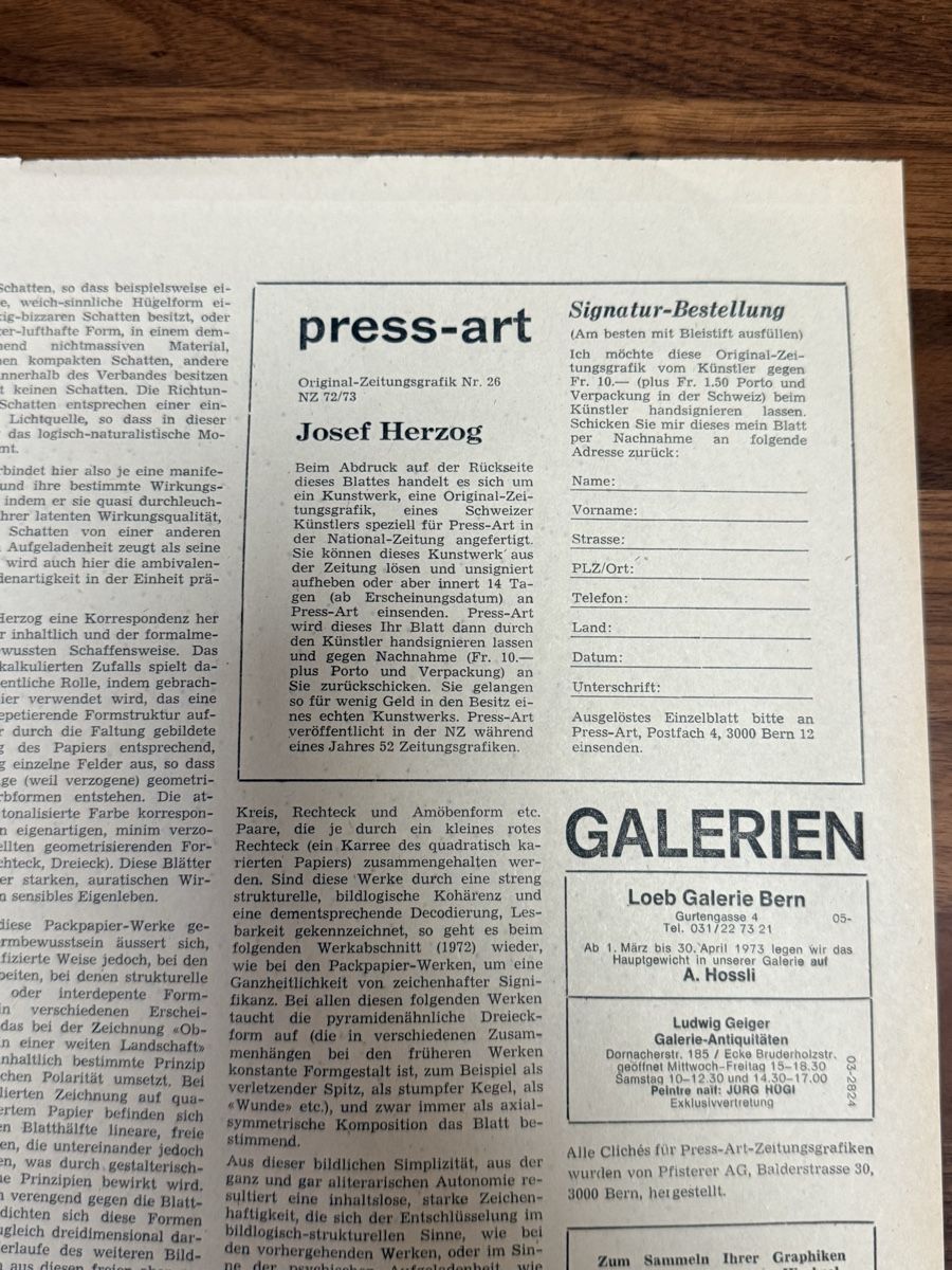 Grafica & Litografie: Josef Herzog - Offsetdruck handsigniert – Usato da Solothurn venduto da NUVICO 1