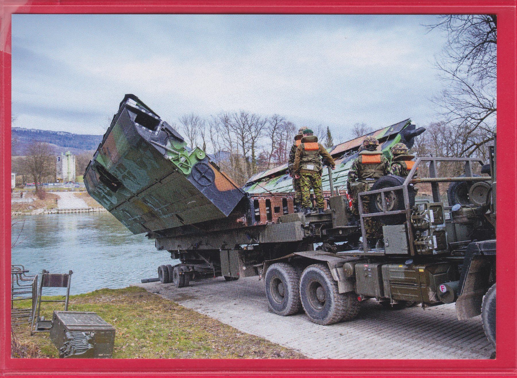 Cartoline postali: SCHWIMMBRÜCKE 95 – Usato da Oberrieden venduto da Gebirgsstelze