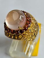 Ring gelber Safir Rosenquarz Granat Neu