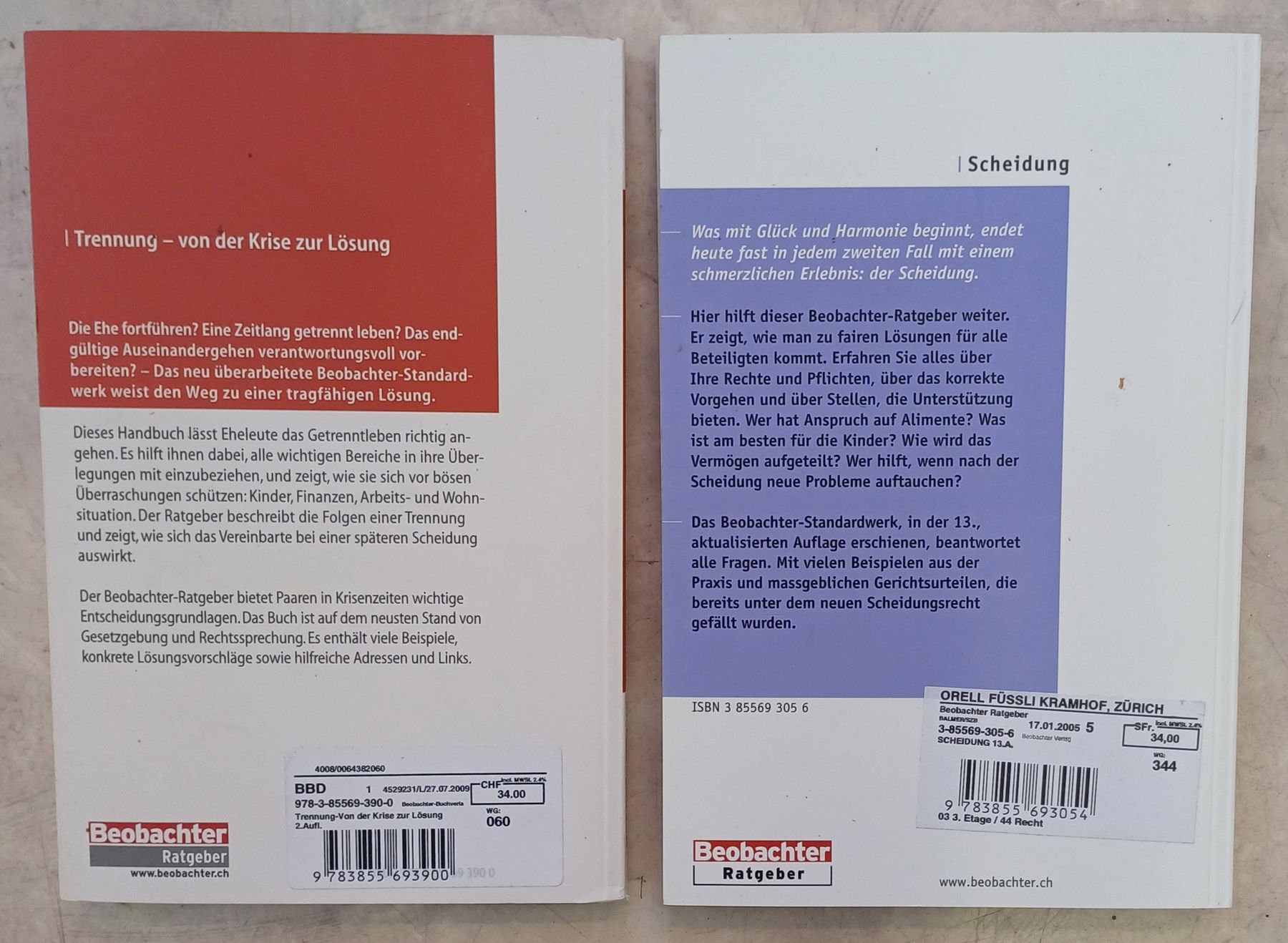 Libri: Beobachter Ratgeber Trennung Scheidung – Usato da Merenschwand venduto da Brockinell 1