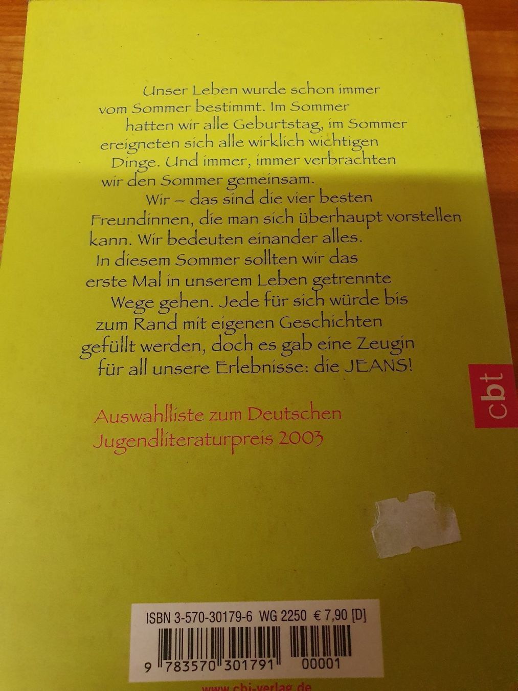 Bücher: Eine für vier- Ann Brashares – Gebraucht aus Oberdorf BL von BaldenEagle 1