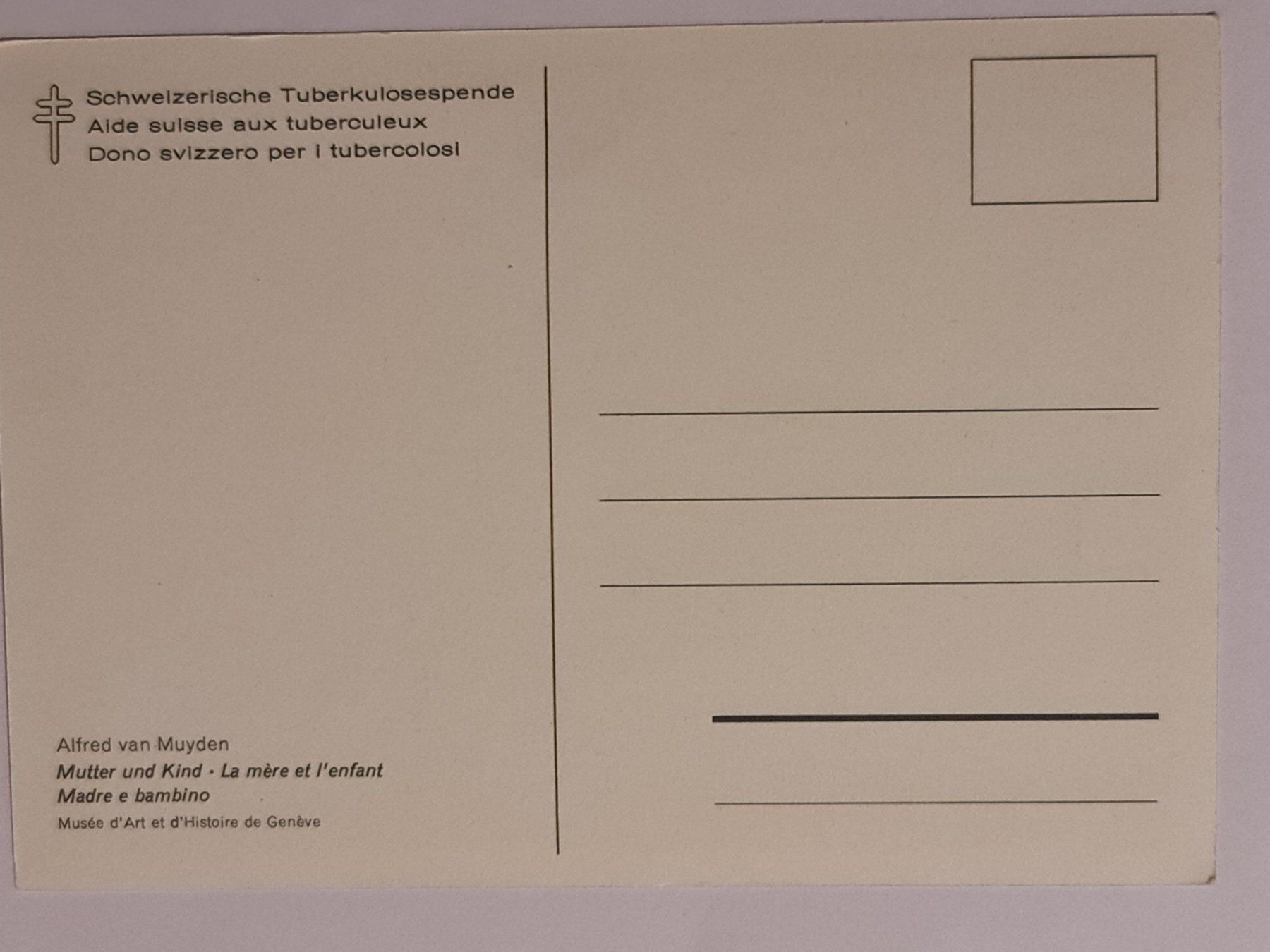 Cartoline postali: Ansichtskarte Alfred van Muyden Mutter und Kind Musée Geneve – Nuovo (secondo la descrizione) da Dintikon venduto da Vexi 1